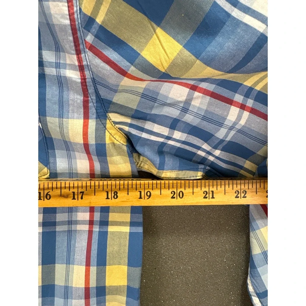 Levis Mens NEW Y2K XL Western Pearl Snap Plaid Shirt Blue Yellow Red Long Sleeve